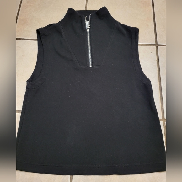 Varley Magnolia Black High-Neck Zip Tank Top - Picture 1 of 6